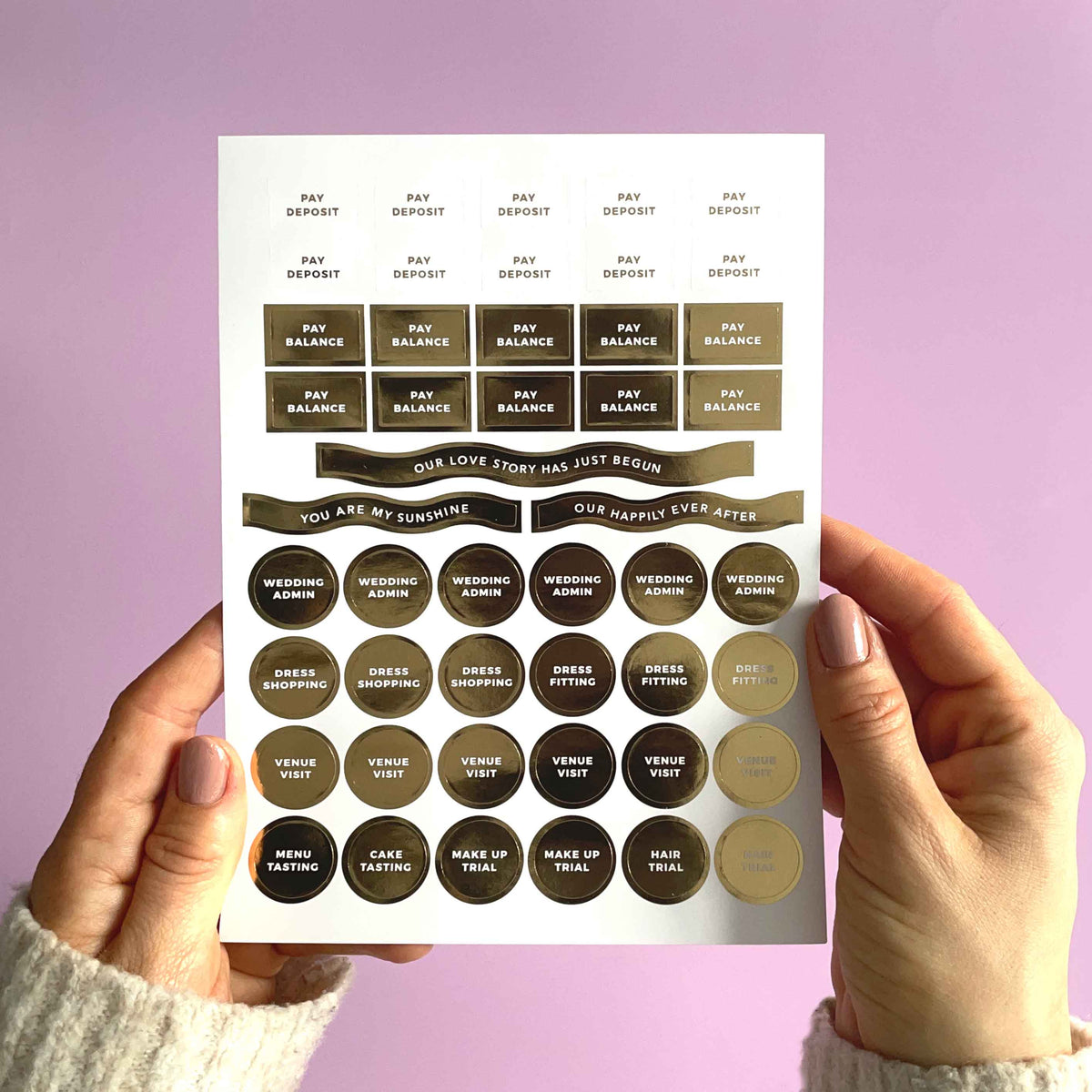 Wedding Planner Sticker Pack (3 Sheets) - Giftware - Blush and Gold