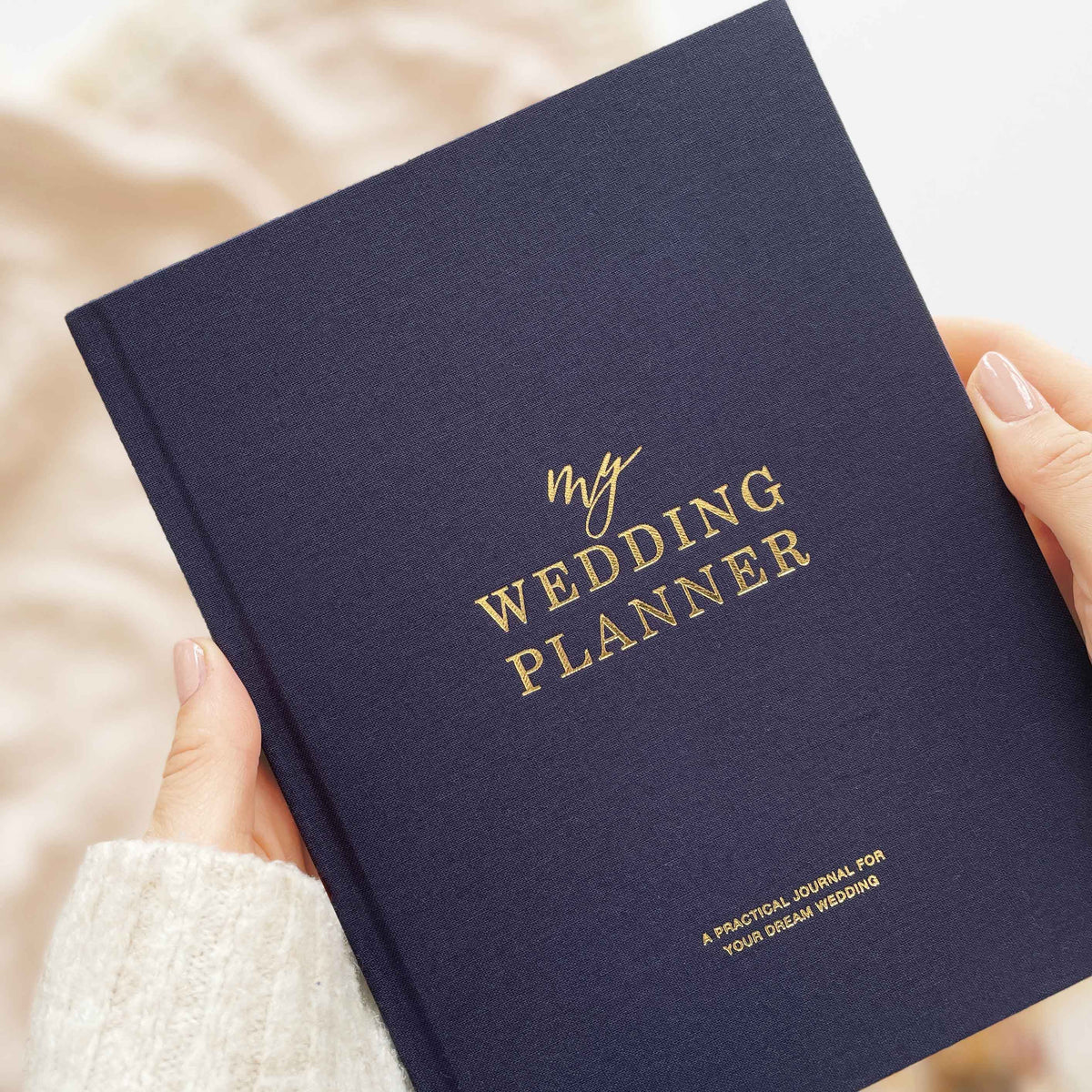 Navy Cloth Wedding Planner Book with Gold Foil and Gilded Edges - Giftware - Blush and Gold