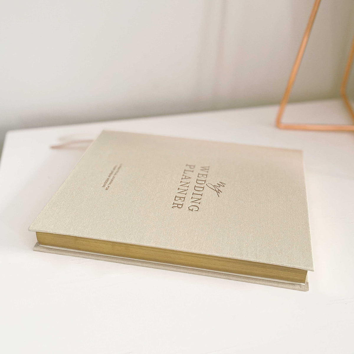 Ivory Cloth Wedding Planner Book with Gold Foil and Gilded Edges - Giftware - Blush and Gold