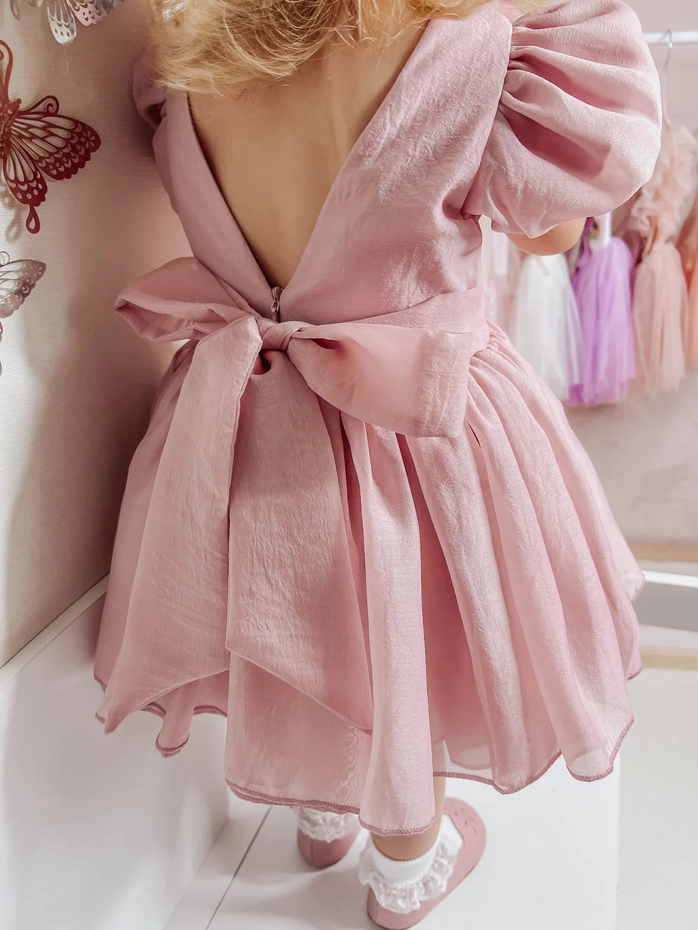 Delia Dusty Pink Baby Dress - Flower Girl Dress - A Little Lacey