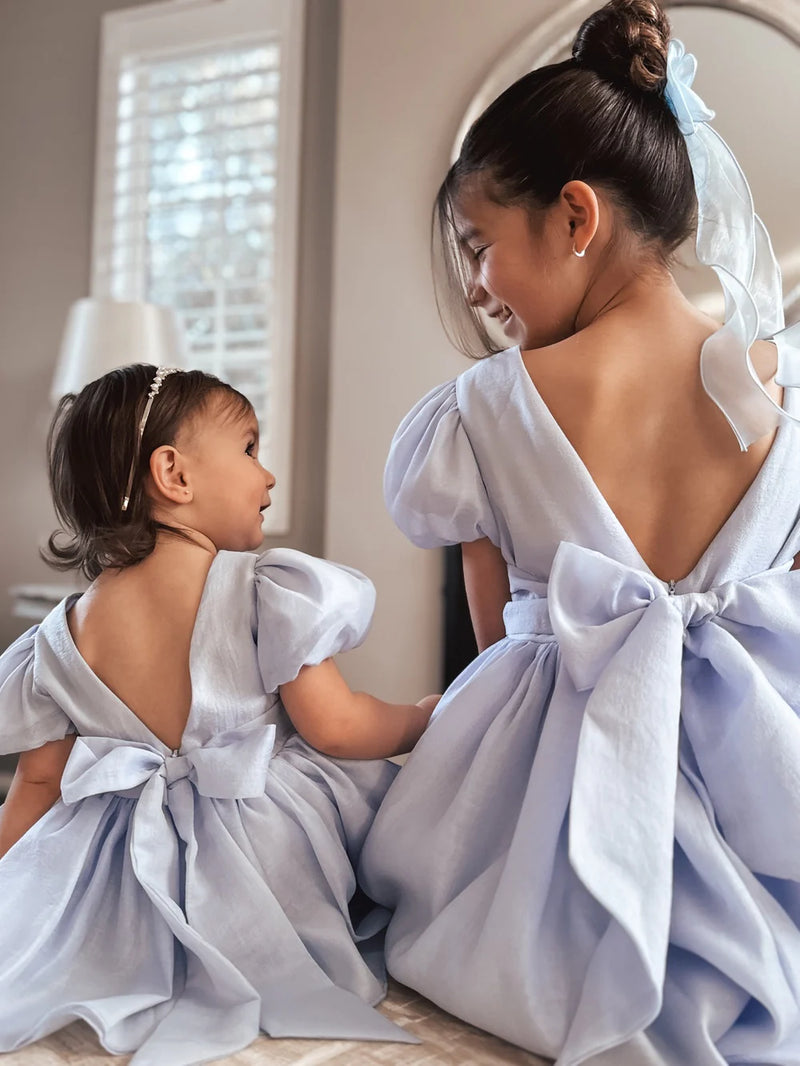 Delia Light Blue Baby Dress - Flower Girl Dress - A Little Lacey
