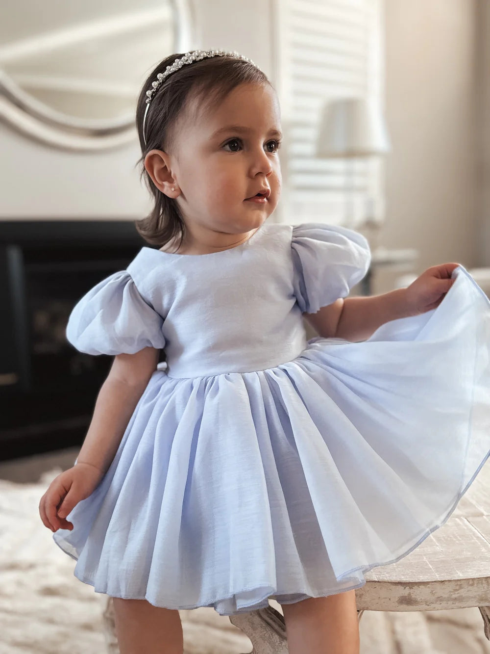 Delia Light Blue Baby Dress - Flower Girl Dress - A Little Lacey