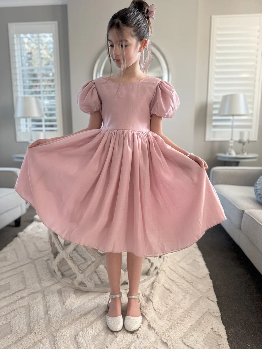 Delia Girls Dusty Pink Dress - Flower Girl Dress - A Little Lacey