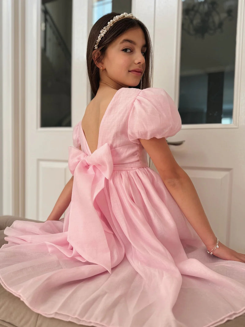 Delia Girls Light Pink Dress - Flower Girl Dress - A Little Lacey