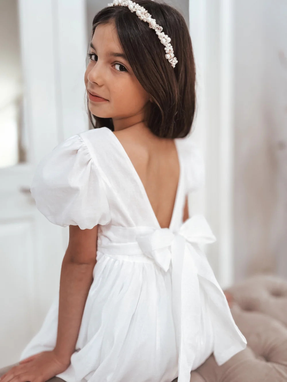Delia Girls White Dress - Flower Girl Dress - A Little Lacey