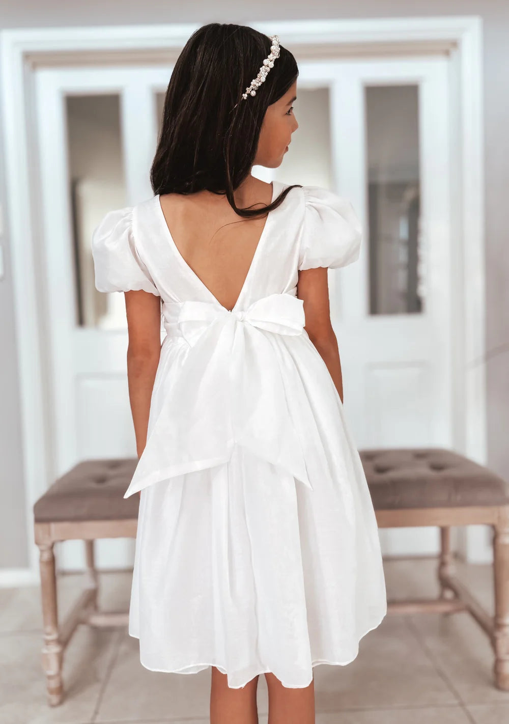 Delia Girls White Dress - Flower Girl Dress - A Little Lacey