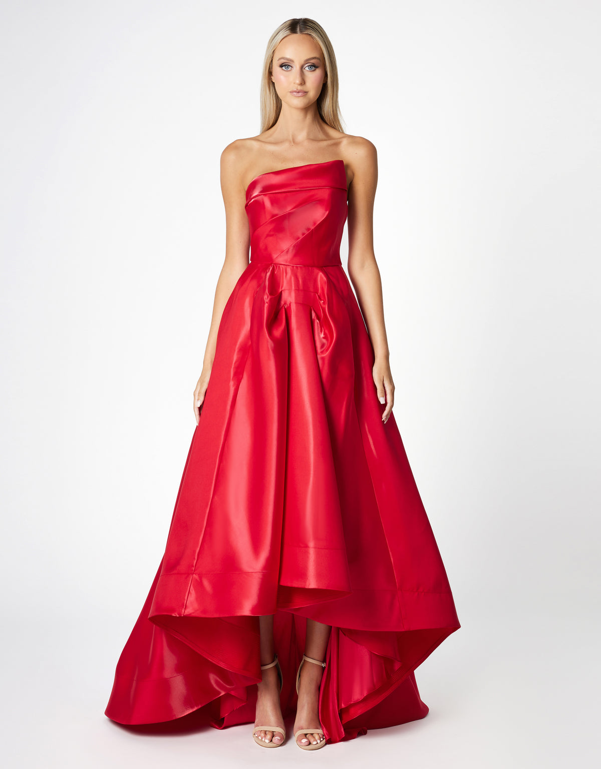 Odette Asymmetric Hi-Low Gown Red - Dress - Bariano