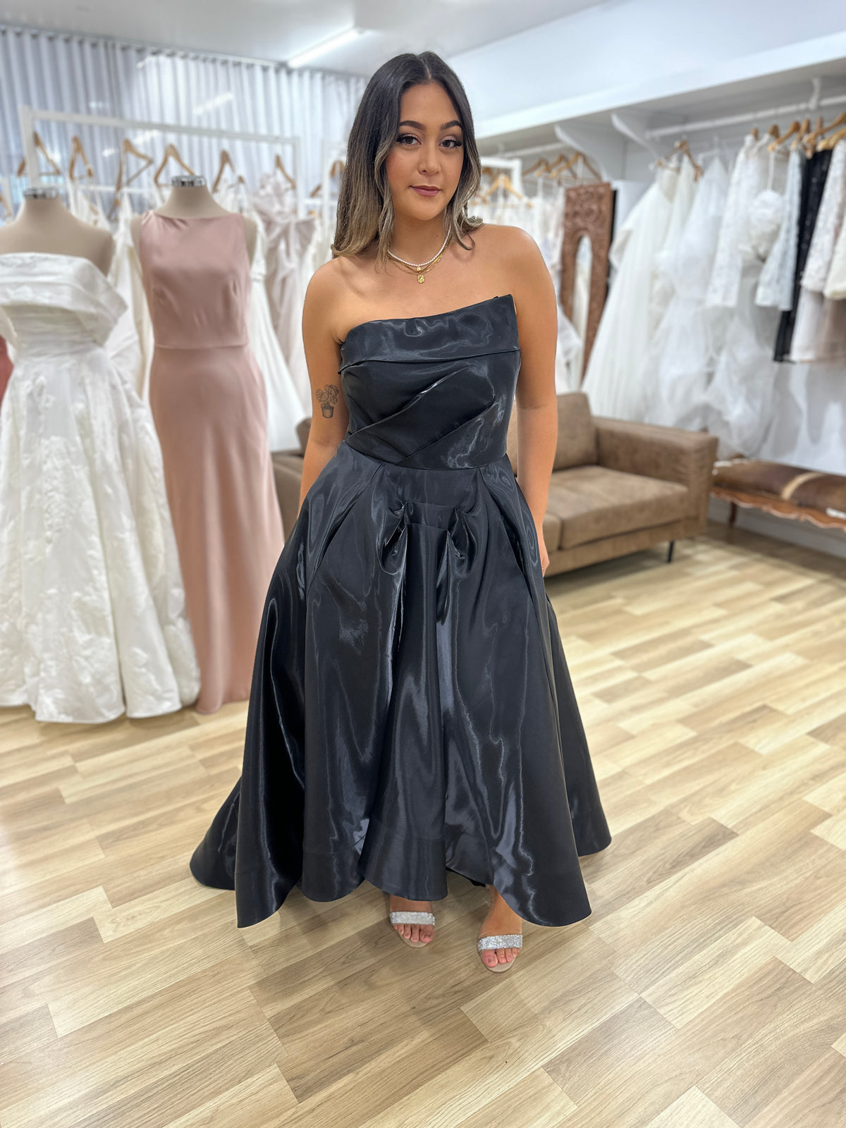 Odette Asymmetric Hi-Low Gown Black - Dress - Bariano