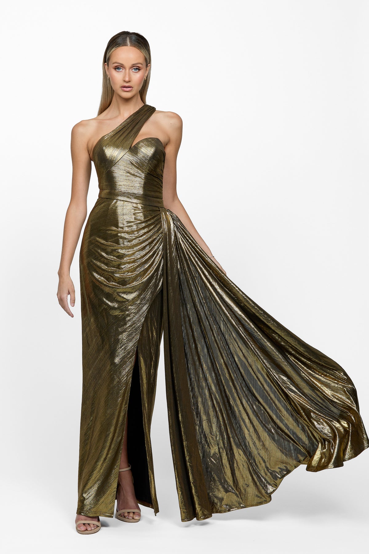Elektra Asymmetric Gown 16 Gold - Dress - Bariano