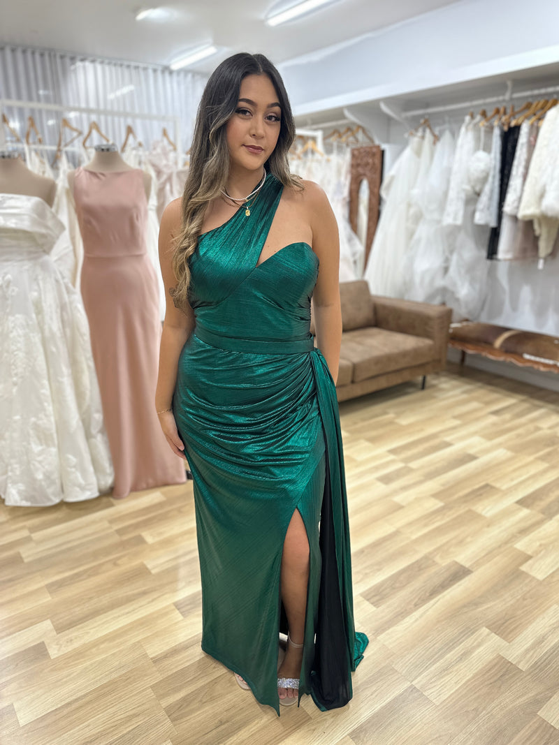 Elektra Asymmetric Gown 20 Emerald - Dress - Bariano
