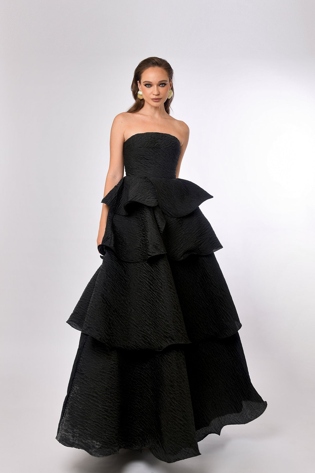 Krista Strapless Tiered Gown Black - Dress - Bariano
