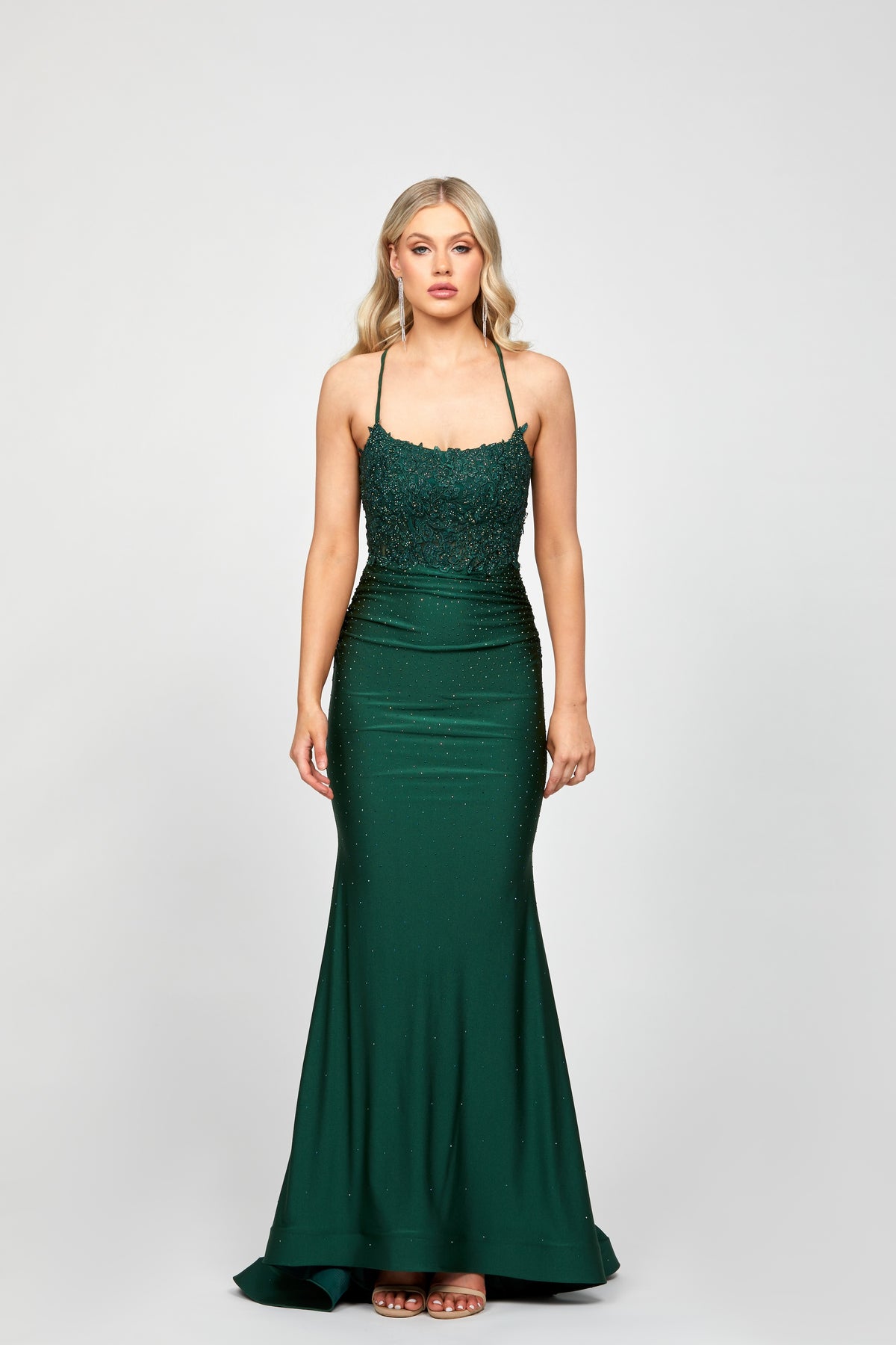 Suzy Fitted Fishtail Gown Green Green - Dress - Bariano