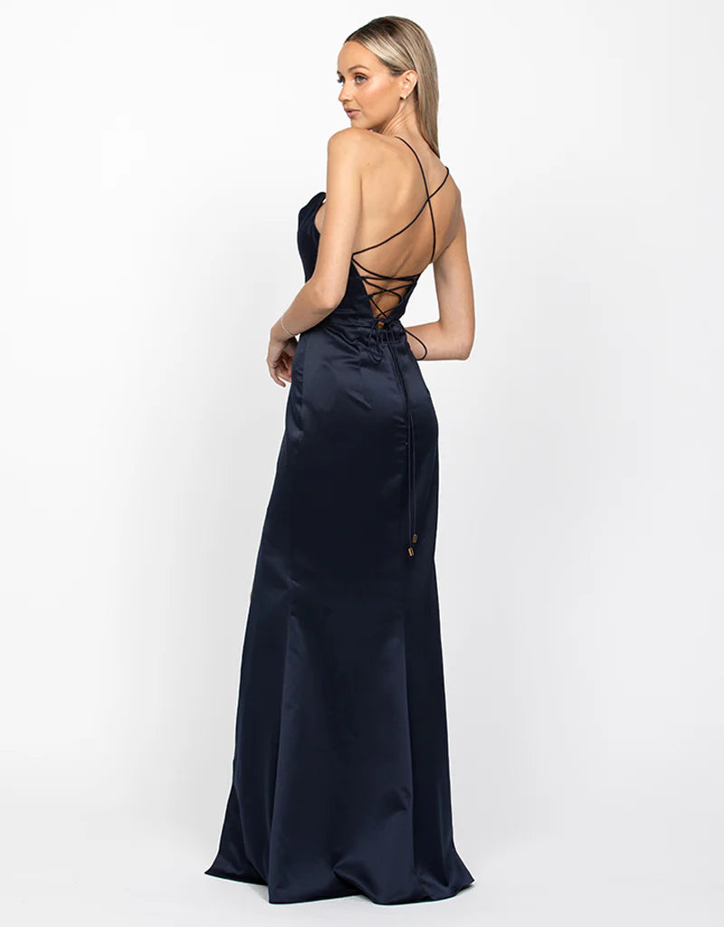 Stephanie Cowl Draped Satin Gown - Dress - Bariano