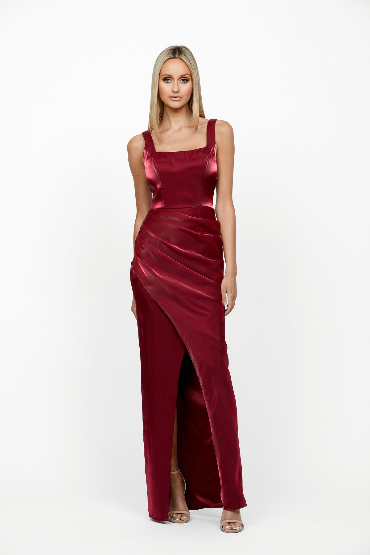 Minka Square Neck Draped Gown Red - Dress - Bariano