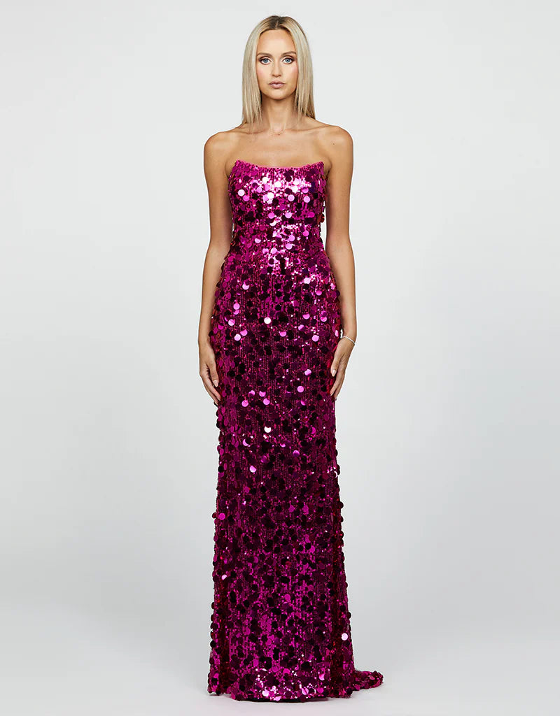 Brynn Strapless Gown Fuchsia - Dress - Bariano