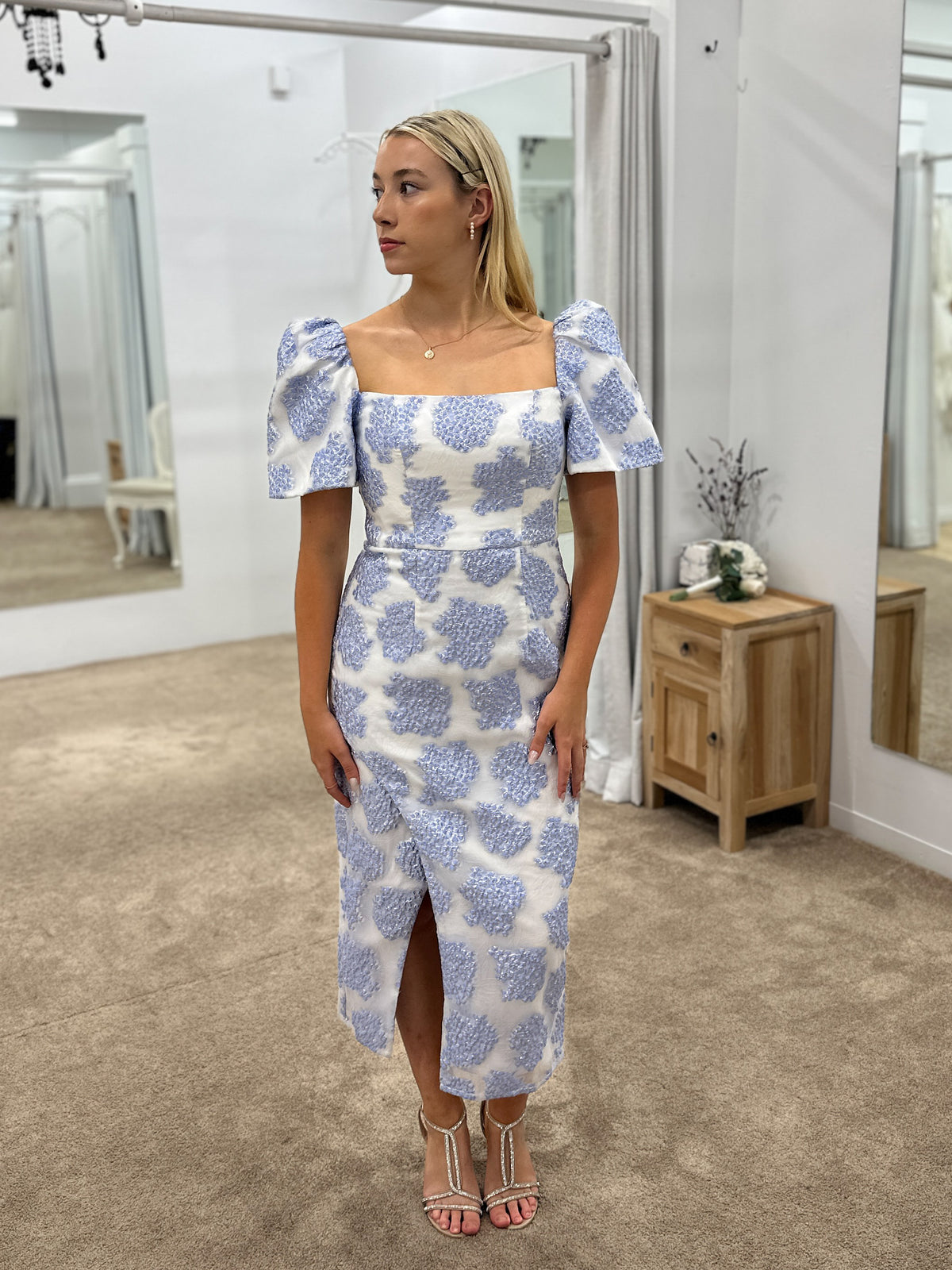 Ria Puff Sleeve Midi 16 Blue - Dress - Bariano