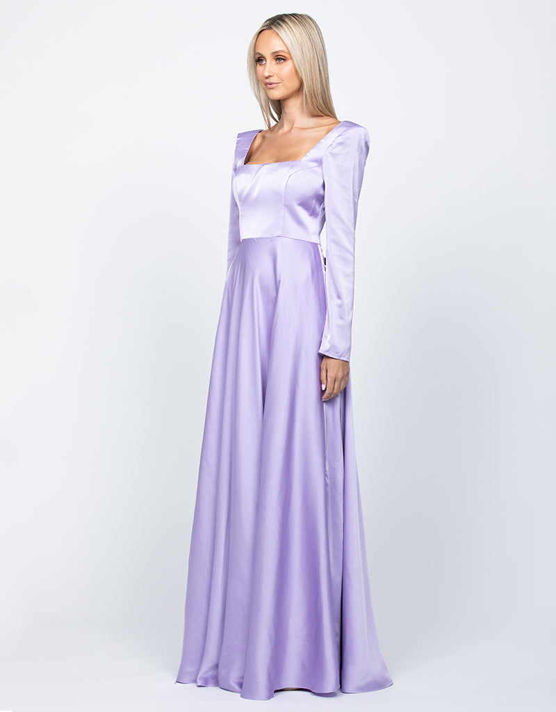 Charmaine Square Neck Long Sleeve Gown - Dress - Bariano