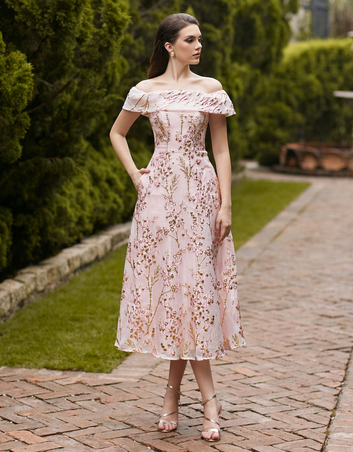 Rebecka Off Shoulder A-line Peach - Dress - Bariano