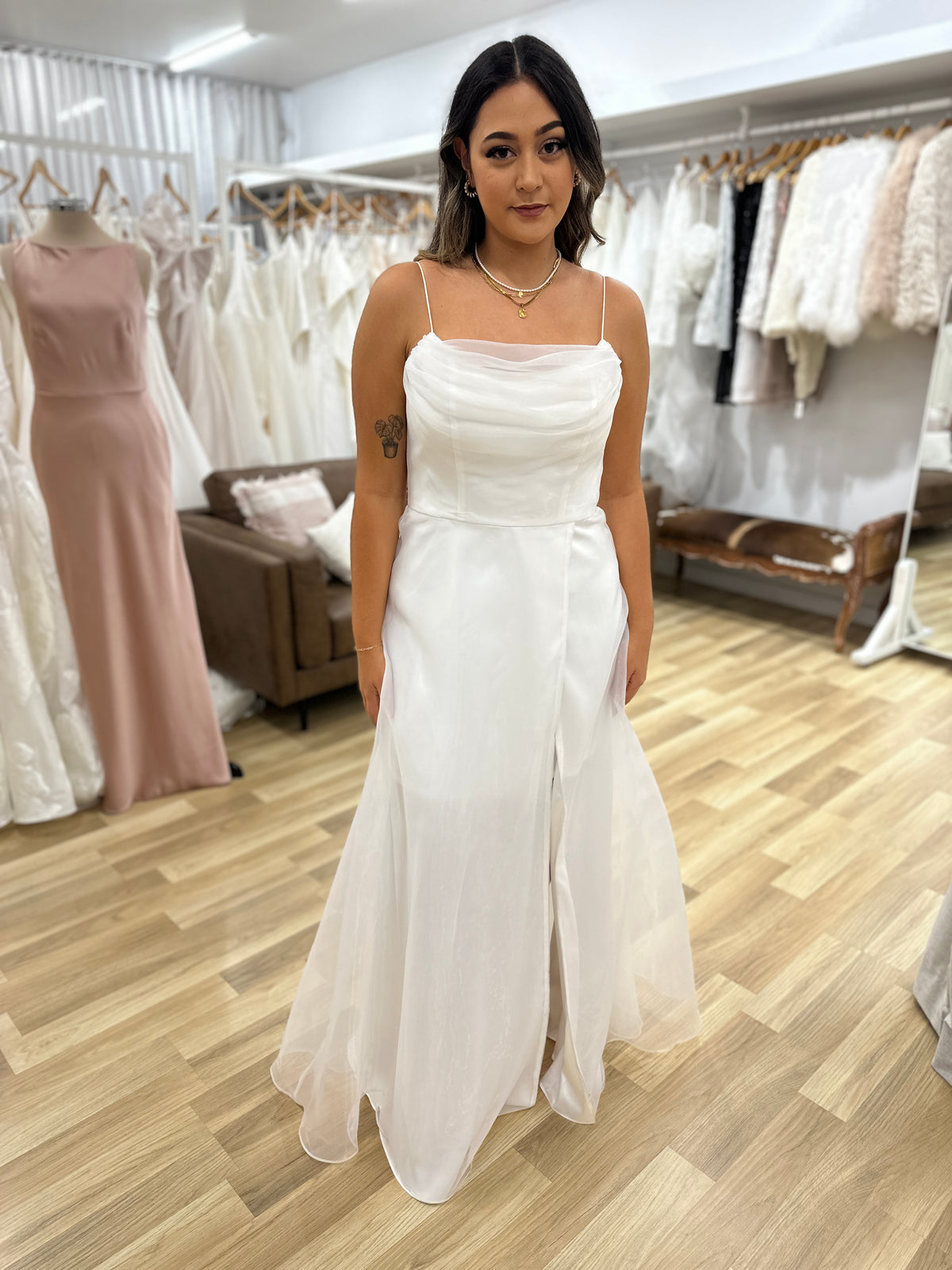 Averie Cowl Neck Gown 16 White - Dress - Bariano