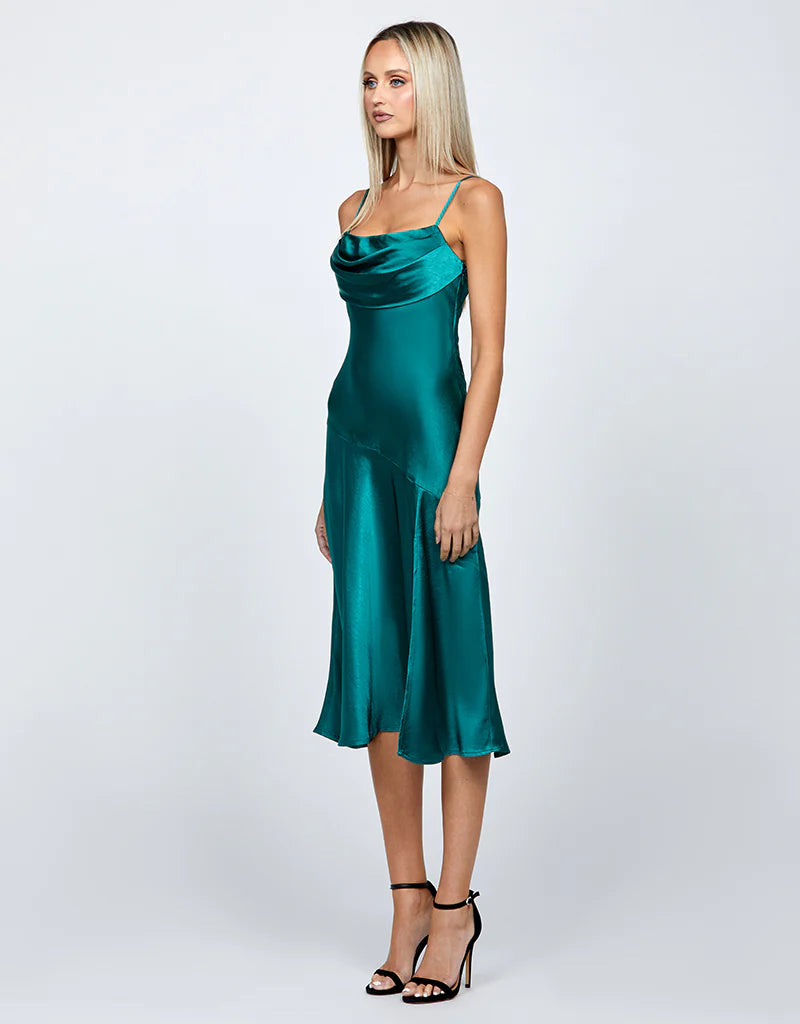 Peita Satin Cowl Neck Midi - Dress - Bariano