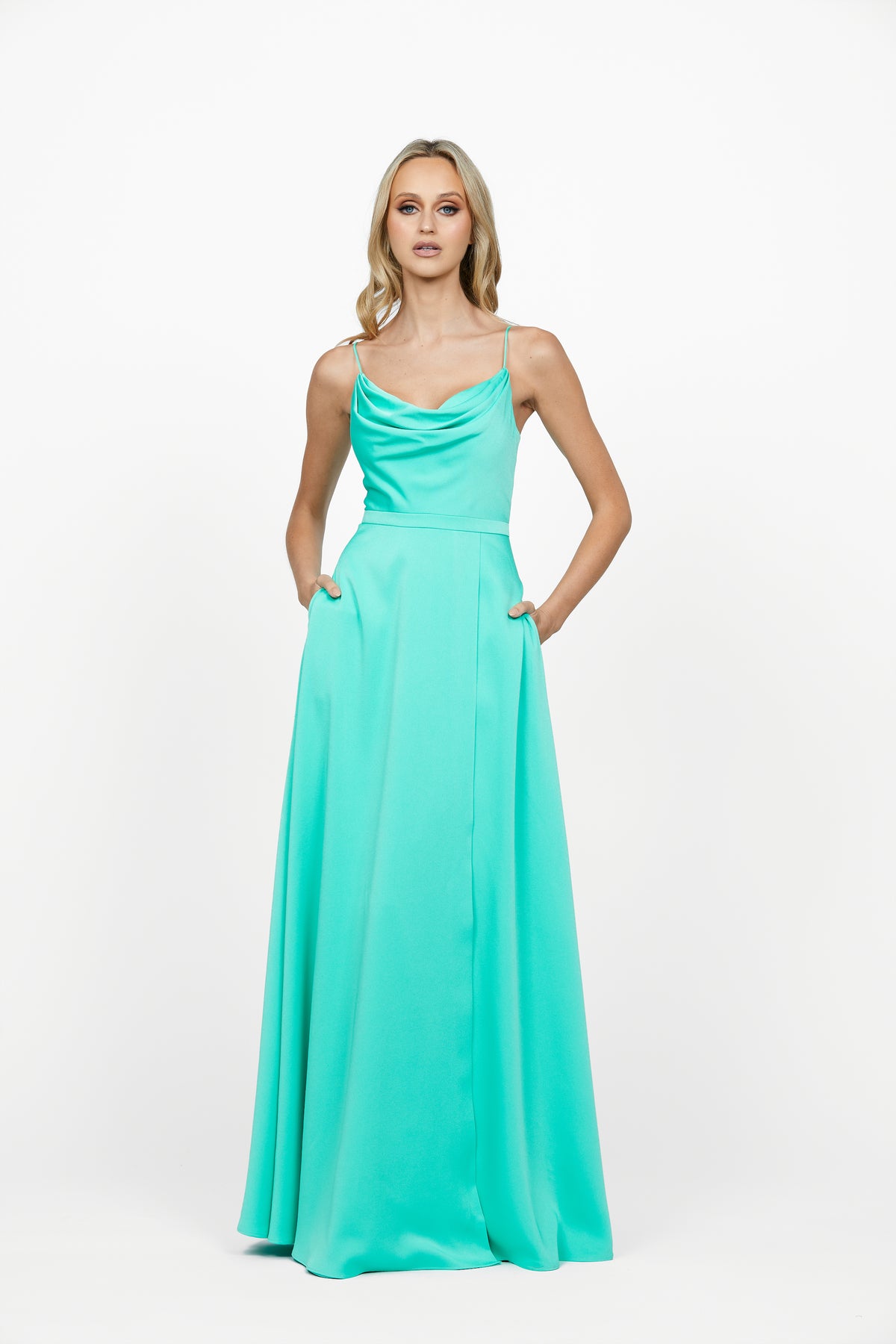 Everleigh Cowl Neck Wrap Skirt Gown - Dress - Bariano