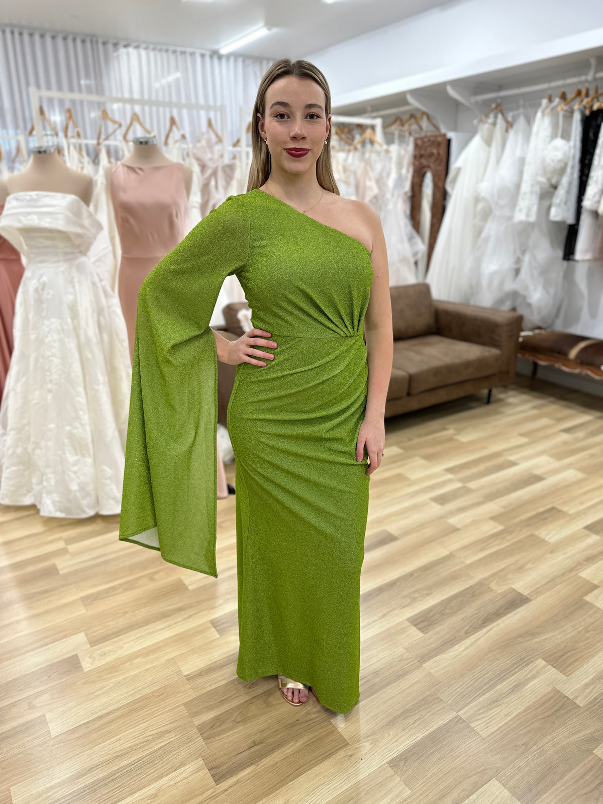 Marcell One Shoulder Maxi Lime - Dress - Bariano