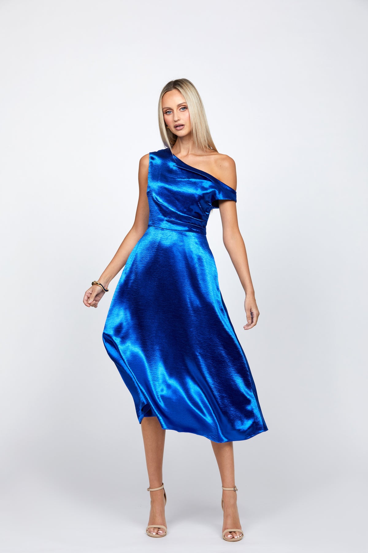 Sierra One Shoulder Midi Cobalt - Dress - Bariano