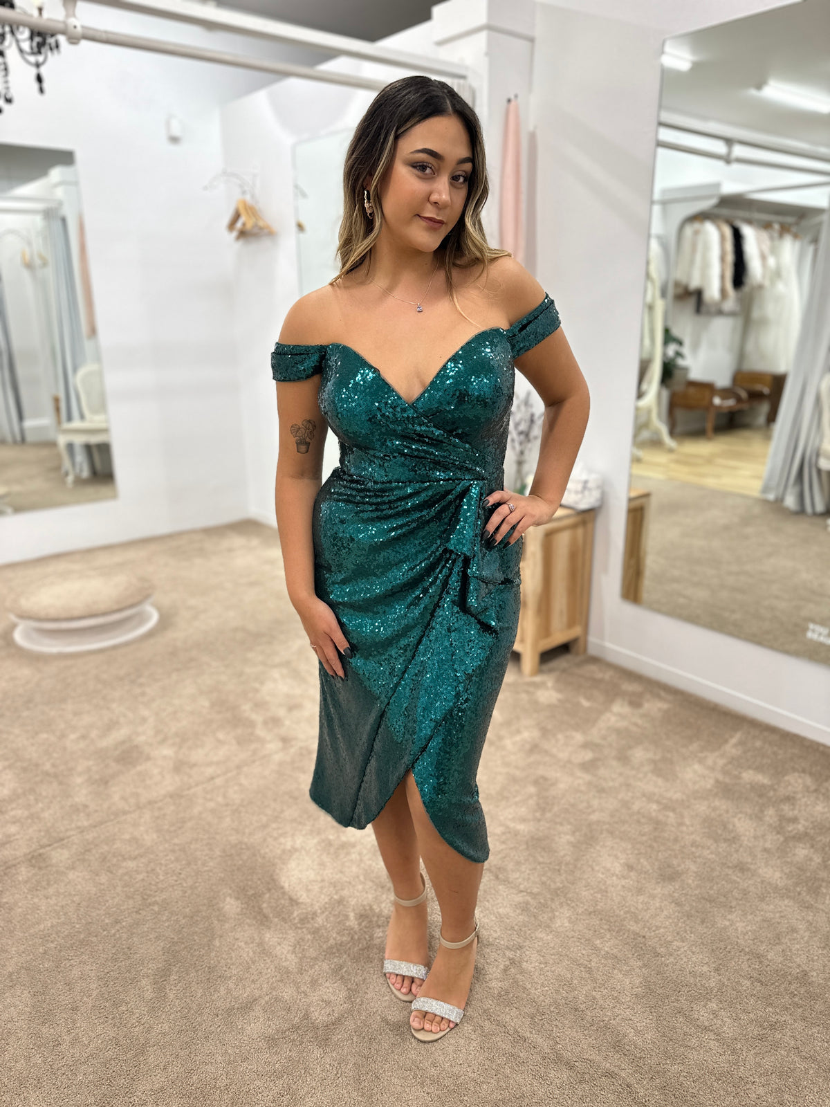 Joslyn Off Shoulder Ruffle Midi - Dress - Bariano