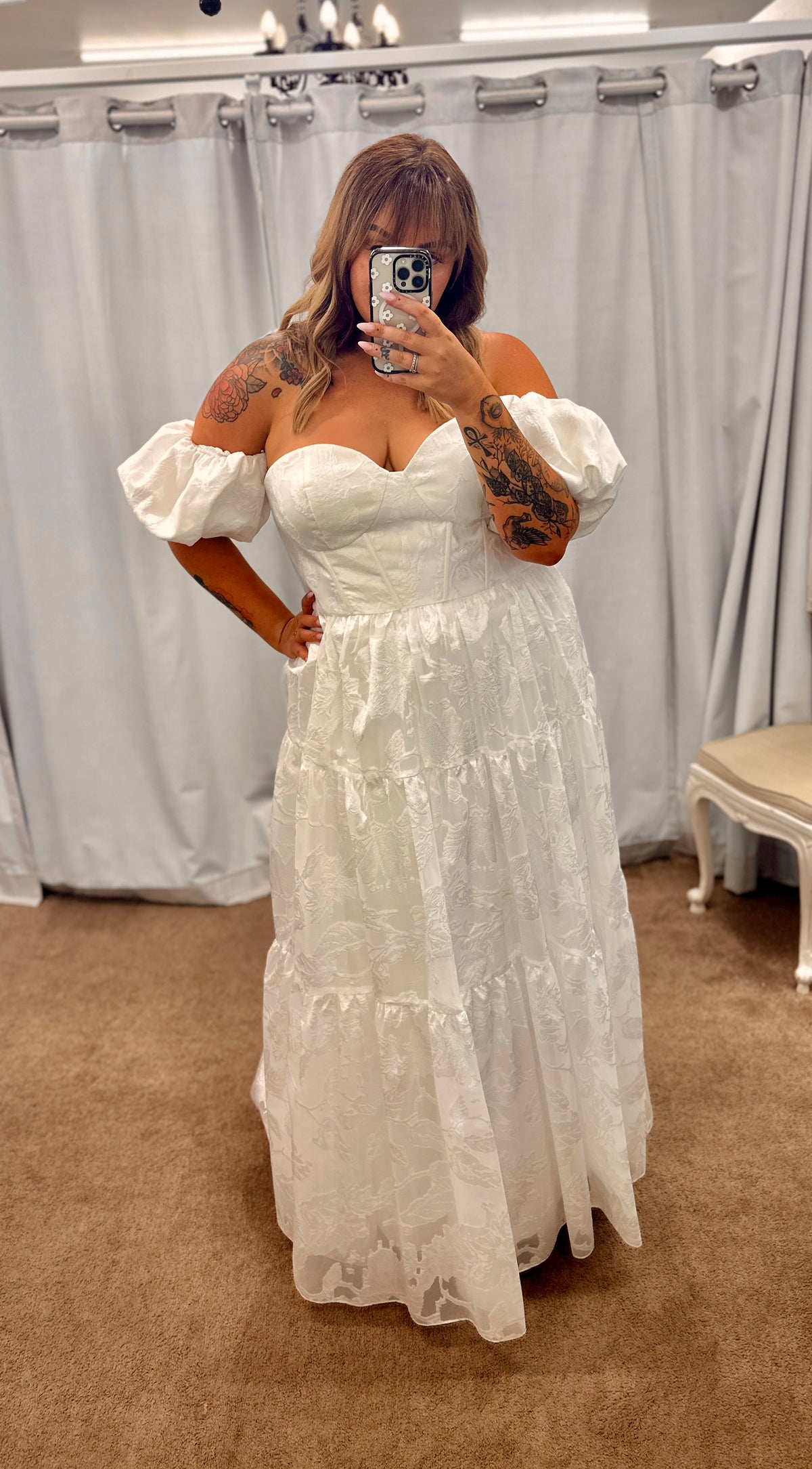 Ursula Off Shoulder Tiered Ball Gown 22 White - Dress - Bariano