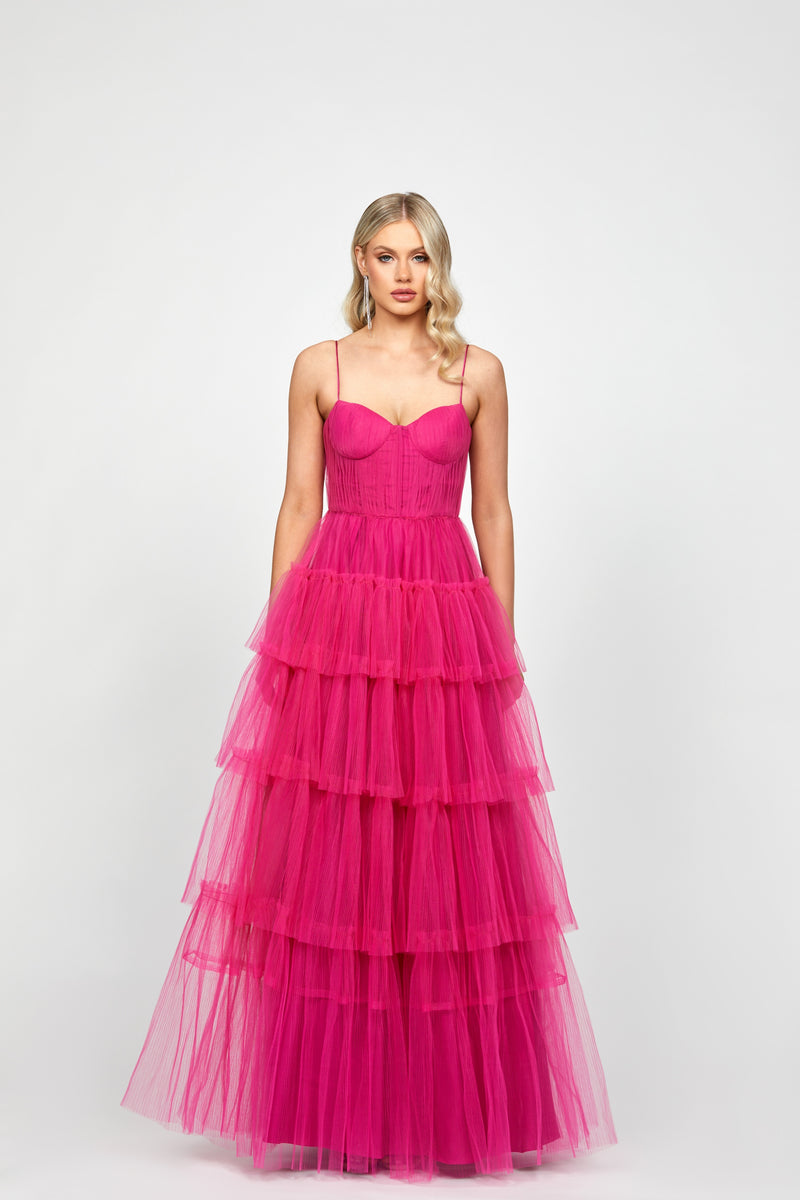 Kiana Pleated Tiered Ball Gown - Dress - Bariano