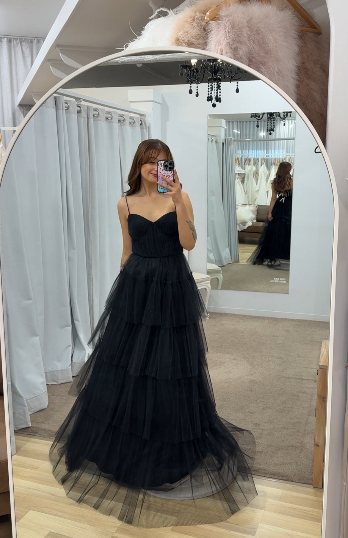 Kiana Pleated Tiered Ball Gown Black - Dress - Bariano