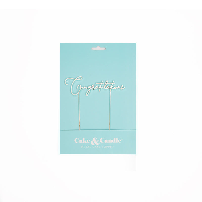 Congratulations Metal Cake Topper Silver - Giftware - Cake and Candle