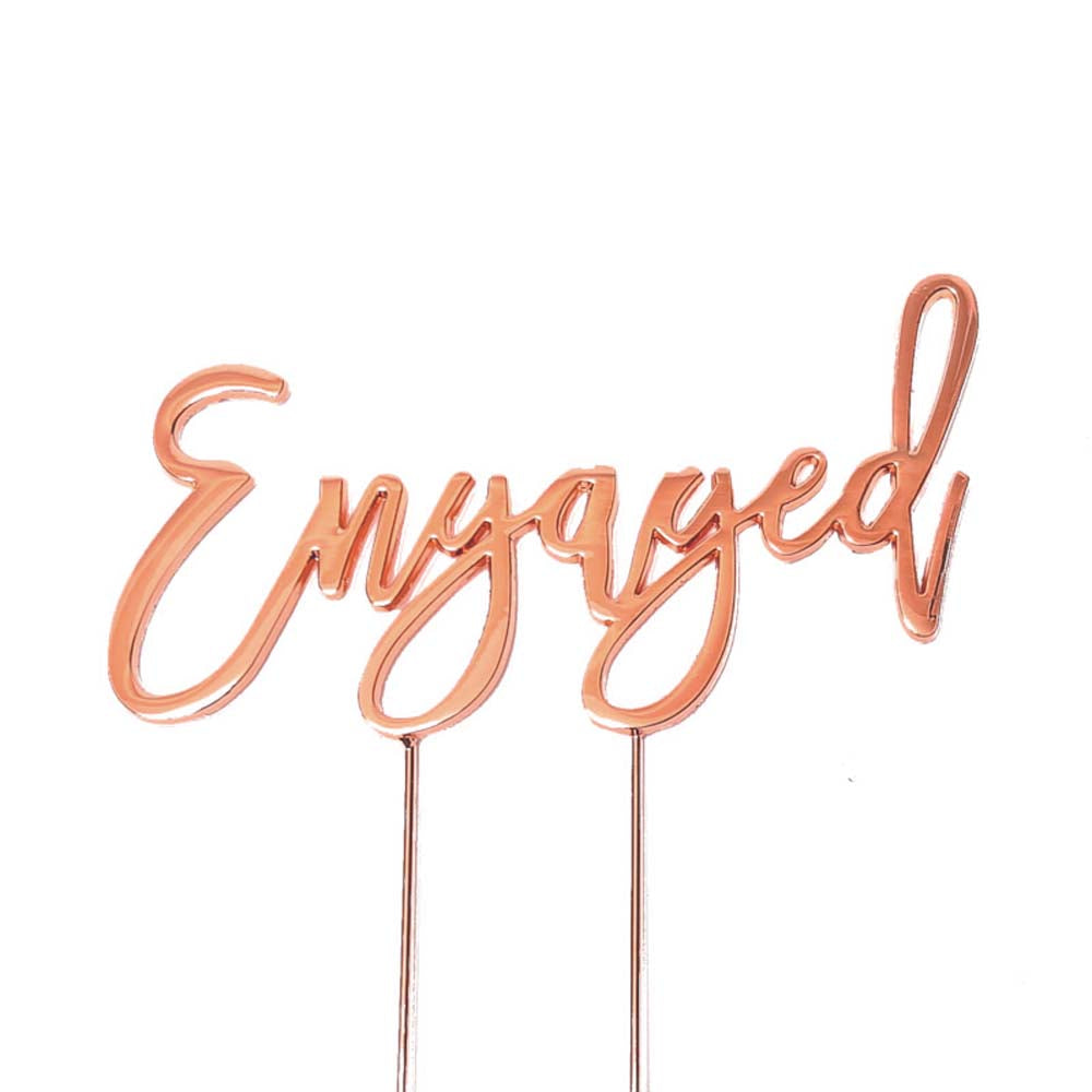ENGAGED Cake Topper Rose Gold - Giftware - Cake and Candle