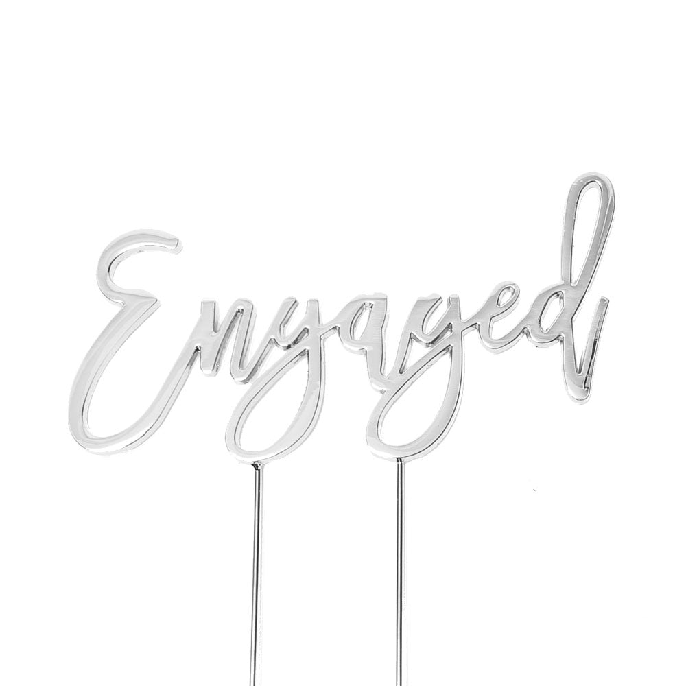 ENGAGED Cake Topper Silver - Giftware - Cake and Candle