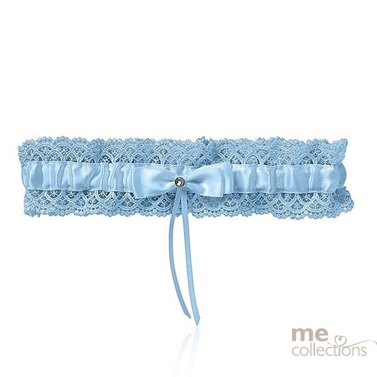 Blue Garter With Lace And White Bow