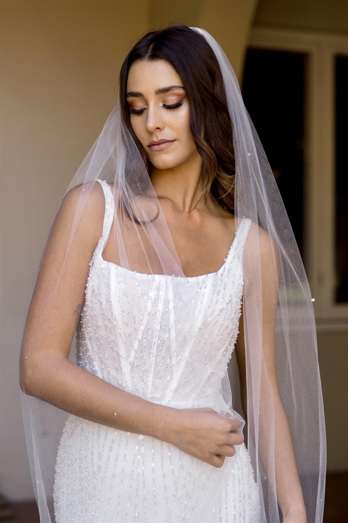 Alexis 98inch Pearl and Crystal Veil - Accessory - Dreamtime