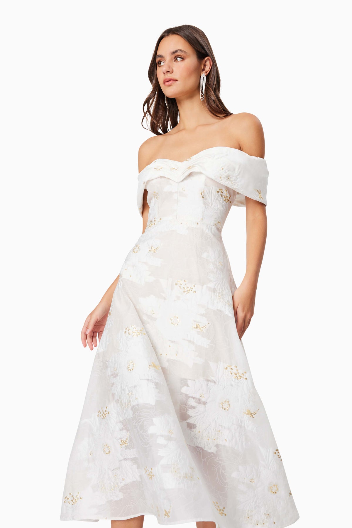 Octavia Midi Dress L Ivory Gold - Dress - Elliatt