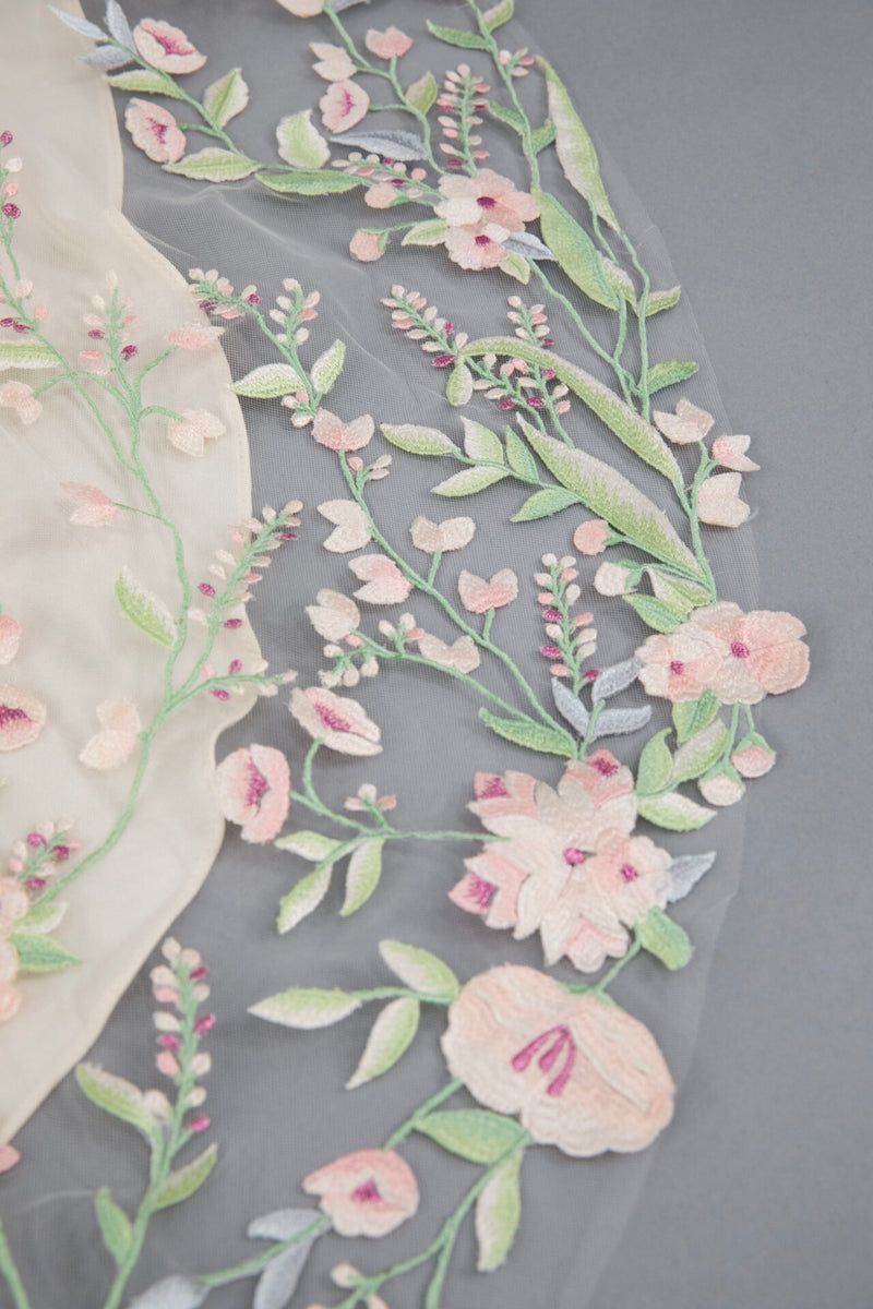 Brynleigh Pastel Floral Embroidery Veil - Accessory - Grace and Goddess
