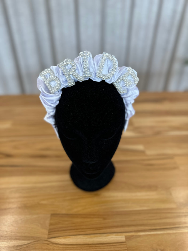 Pearl & Silk Scrunchie BRIDE Headband - Giftware - Honey Fawn Boutique
