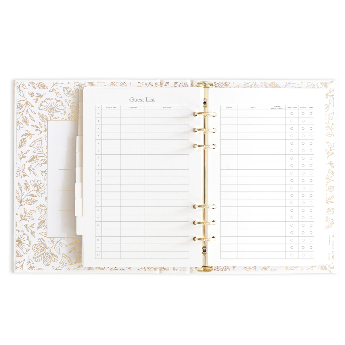 Wedding Planner Additional Pages - Guest List Section - Giftware - Honey Fawn Boutique