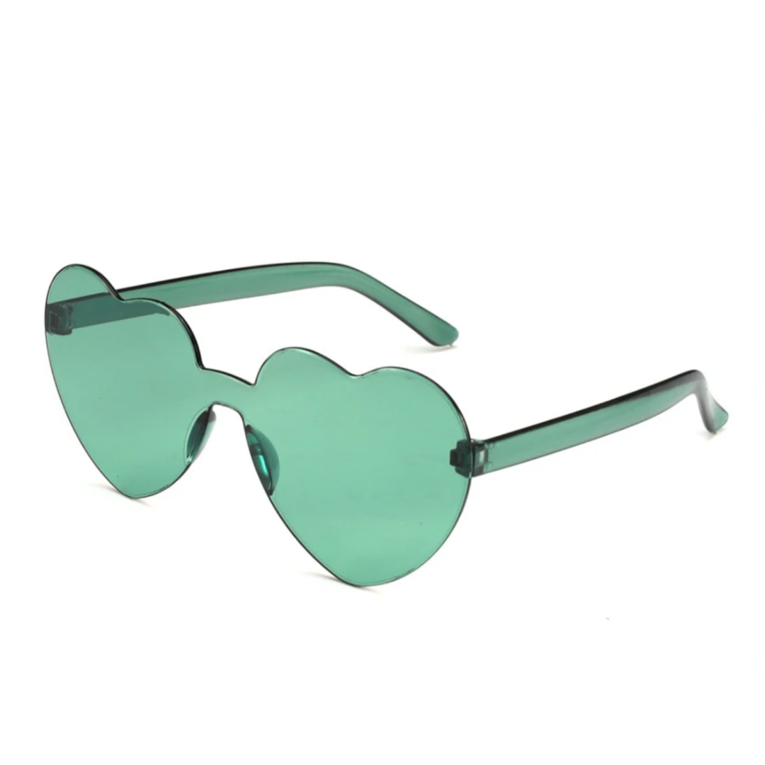 Rimless Heart Sunglasses - Green - Giftware - Honey Fawn