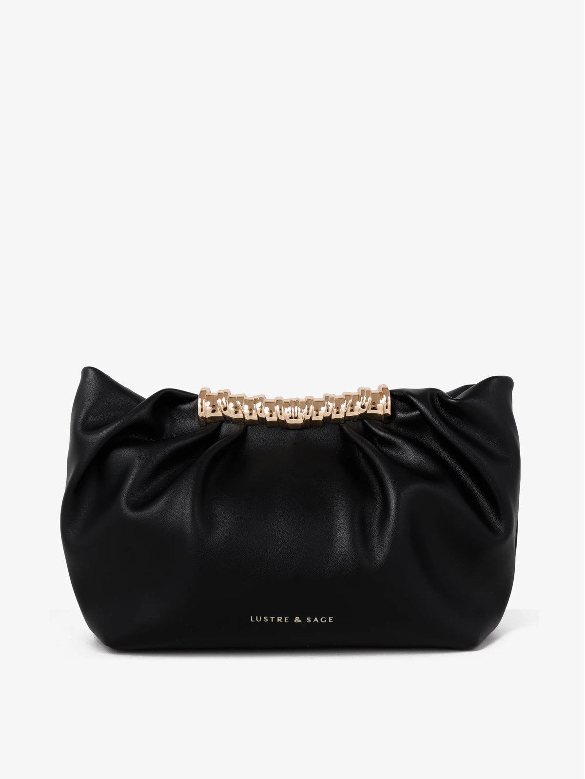 Aura Gathered Clutch Bag in Black - Accessory - Lustre and Sage
