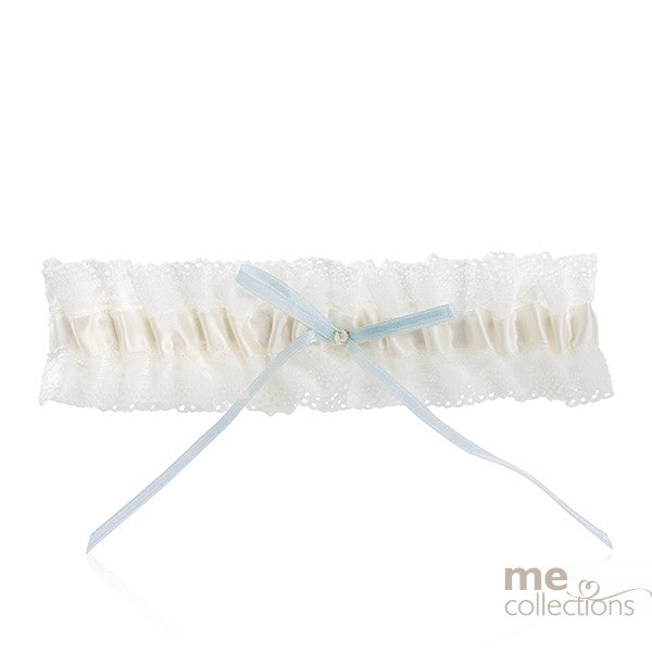 Ivory Garter With Lace And Blue Bow - Giftware - ME Collections