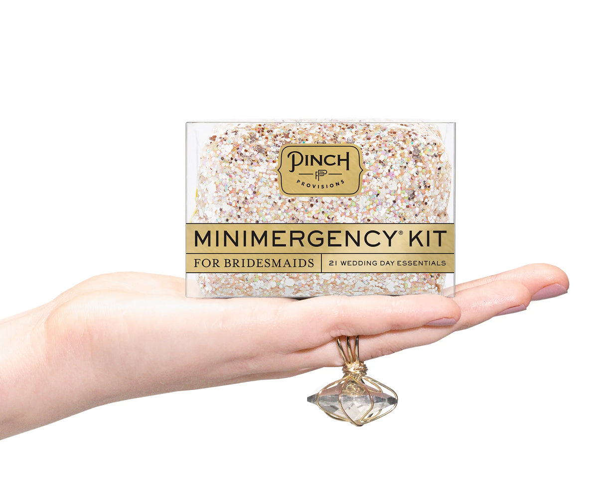 Pink Diamond Glitter Minimergency Kit for bridesmaids by Pinch Provisions, compact giftware with beauty and emergency essentials.