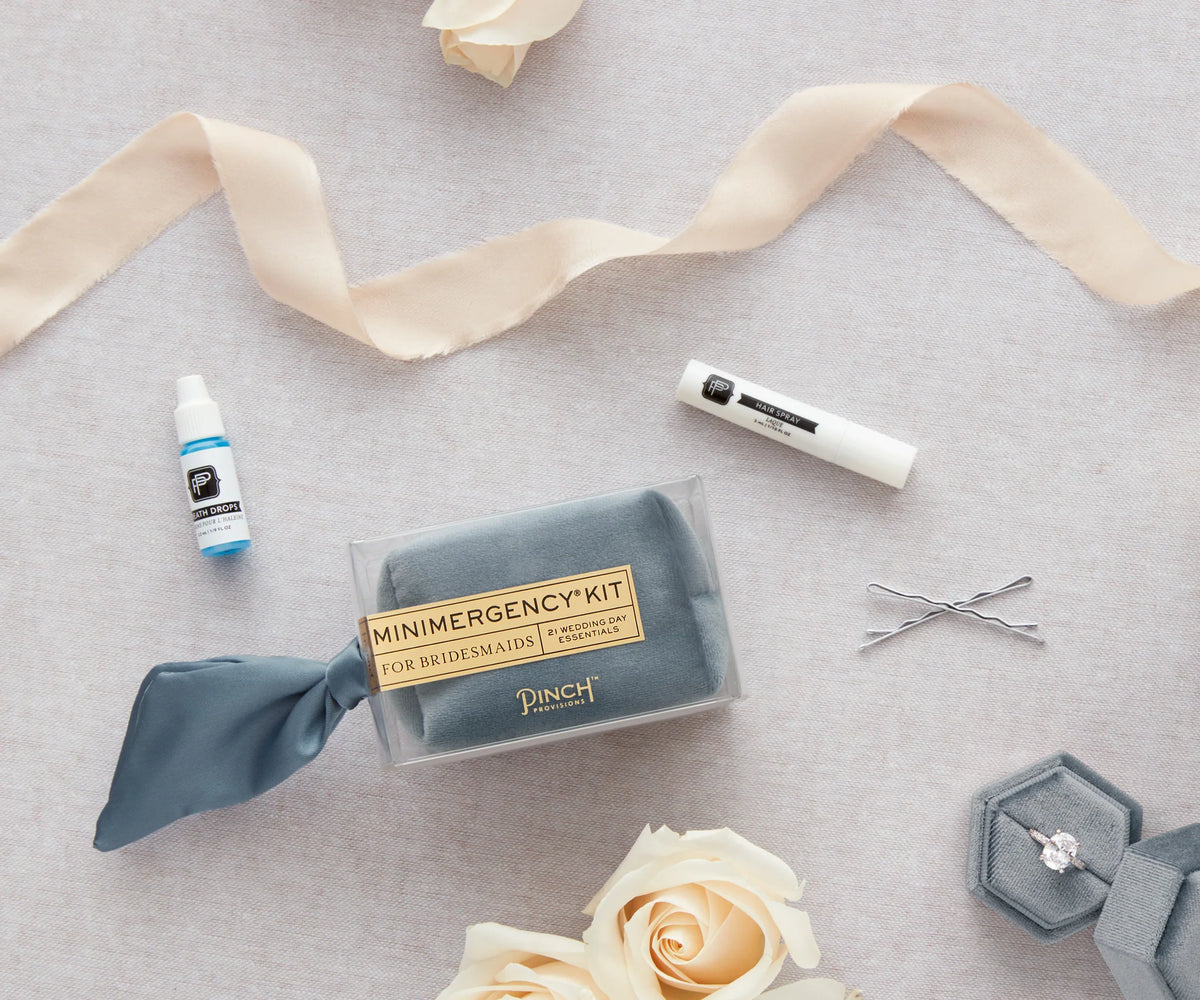 Velvet Minimergency Kits for Bridesmaids Dusty Blue - Giftware - Pinch Provisions