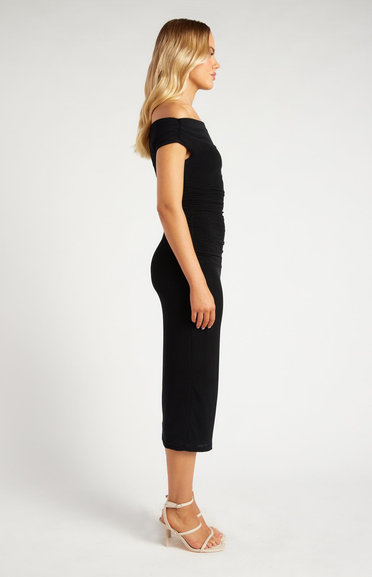 Off Shoulder Mesh Midi Dress - Dress - Style State