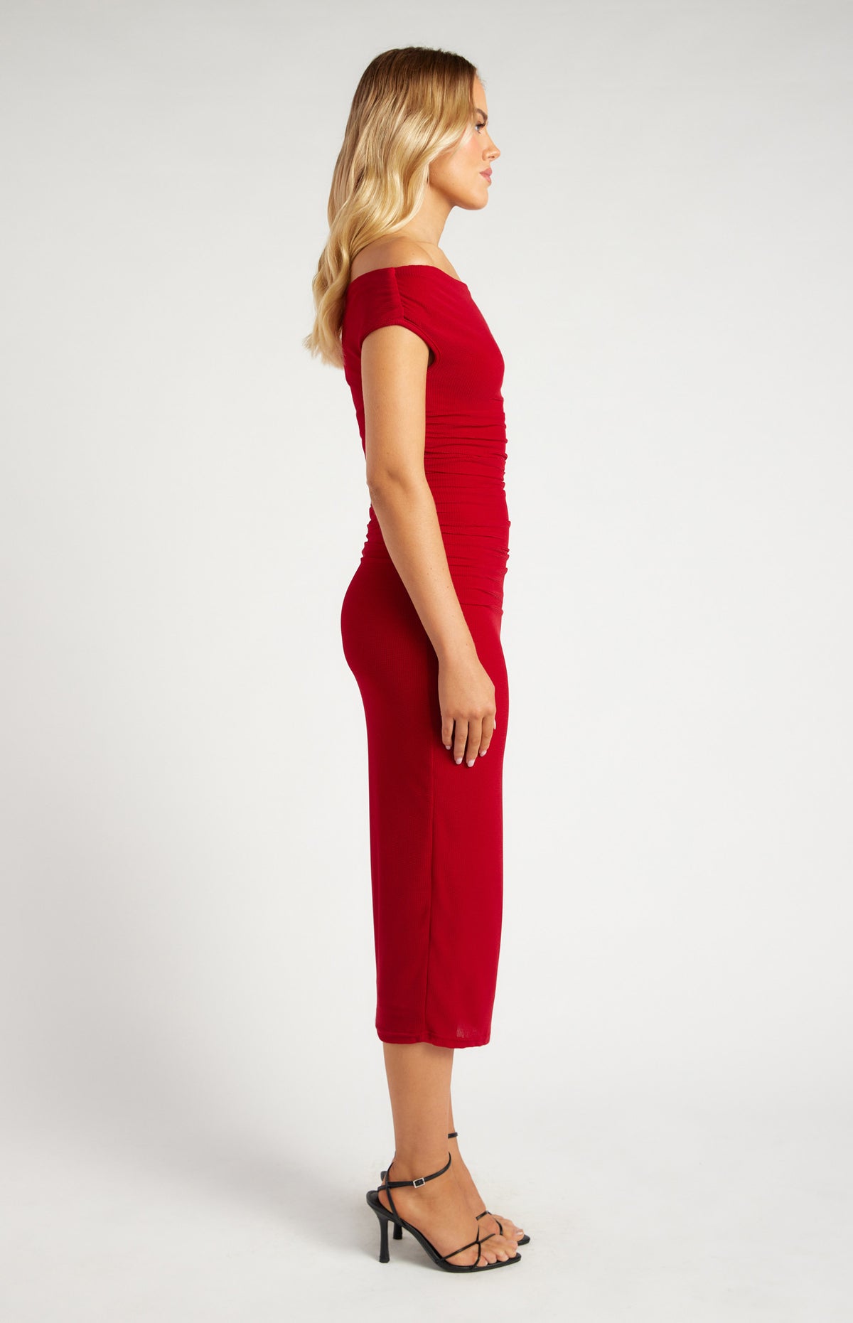 Off Shoulder Mesh Midi Dress - Dress - Style State