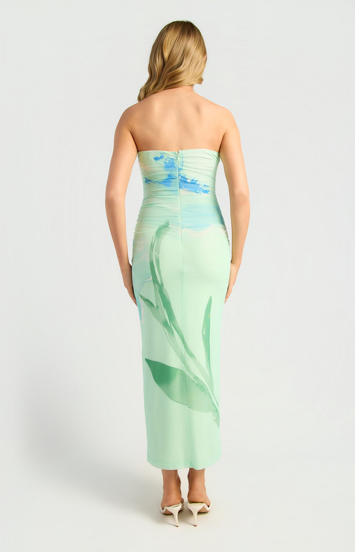 Floral Strapless Mesh Midi Dress Mint - Dress - Style State