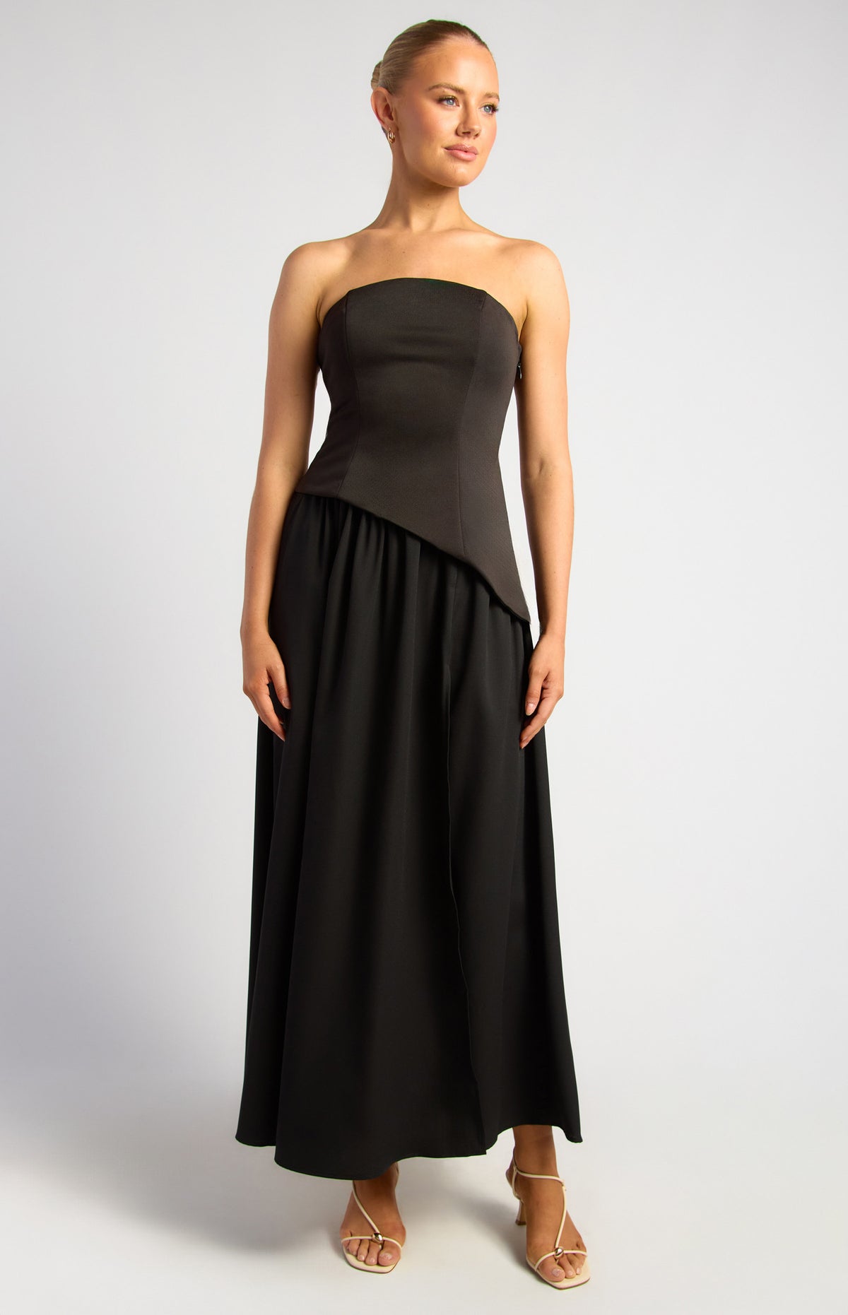 Strapless Asymmetric Bodice Maxi Dress - Dress - Style State