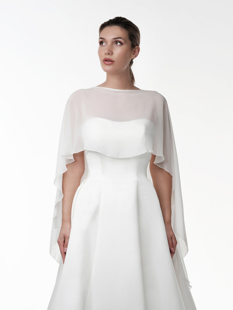 Crepe Georgette Bridal Cape - Accessory - POIRIER